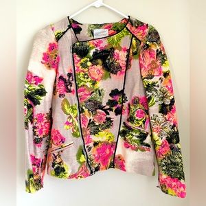 Line & Dot Bright Floral Moto Jacket